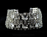 Glam 50s Bracelet - 1950s Clear Rhinestone Formal Evening - Glamorous Movie Star Style Jewelry - 50s Rhinestones Flexible Silvertone Metal