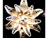 Silver Filigree Flower Earrings - Made In Italy Fine 800 Silver - 1950s Airy Light Anemone Style - Italian Florentine Deadstock 40164-1