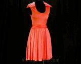 Size 4 Peach Cocktail Dress - Graceful 1960s Quality Orange Jersey Knit - 60s Designer Mollie Parnis - Small NWT Deadstock - Bust 32.5