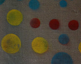 1960s Mod Sheer Scarf - Like Polka Dots on Frosty White Chiffon for Bouffant Hairdos - Red Yellow Blue Geometric Dots - 27 Inches Square
