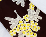 1940s Rayon Men's Tie - 40s Brown & Yellow Floral Necktie - Puff Flowers and Gray Leaves - Coast to Coast National Shirt Shops Label - As Is