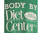 70s Kitsch T Shirt - Men's Size Small Medium - Body By Diet Center - 1970s 80s Unisex Tee - Kelly Green - Screen Stars - Chest 40 - 50179