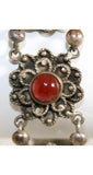 Pretty 1940s Silver & Carnelian Daisy Bracelet and Earrings - Made in Italy - New In Box - Demi-Parure - Orange - Deadstock - 40244