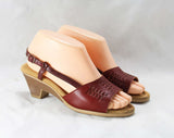Size 7 1/2 Leather Sandals - Unworn 1980s Softspots Shoes - Soft Spots Ruddy Brown Summer Slingback Sandal - Deadstock - 7.5M - 46604-1