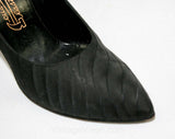 Size 6.5 Black Shoes - Gorgeous 1950s Stilettos - Silk Brocade High Heels - Size 6 1/2 A Narrow Width - Sexy 50s Heels - DeLiso Debs - 41537