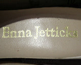 Size 6.5 Leather Loafers - Never Worn - 1960s Tan Shoes - Hipster 60s Brown Pumps - 6 1/2 Loafer - Modernist Studded Buckle - 43188-2