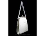 Silver Daisy Purse - 60s Evening Formal Handbag - 1960s Metallic Party Purse with Chain Strap - Convertible Length - Shiny Fabric - 41393