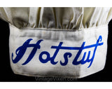 1940s Chef's Hat - Hotstuf Kitchen Cook Cotton Workwear Cap - Authentic 40s 50s Kitsch Hot Stuff - White Blue Utility Retro Lettering