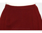 XS Girl Friday 1960s Burgundy Wool Straight Skirt - Size 2 to 3 - Wool 60s Office Clothes - Secretary Style - Fall - Waist 23.5 - 33427-1