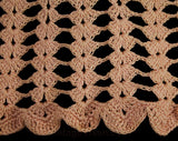 Size 6 Authentic 1930s Dress - Pink Cotton Crochet Lace Short Sleeved 30s Blouson - Quaint Hand Crocheted Square Neck Frock - Waist 25 to 26