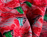 1940s Silk Fabric - 4 Yards Pink Sailboats 40s Novelty Print from Italy - Deadstock Dress Shop Yardage - Salmon Blue Yellow Green Fine Crepe