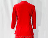 Size 8 1950s Pant Suit - Red Velveteen Tunic & Capri Cropped Pants - Audrey Style 50s 60s Cotton Outfit - Made in Milan Italy - Waist 26.5