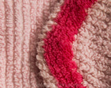 Girl's 4T 1950s Pink Chenille Robe - Child's 50s Two Tone Cotton House Coat - Wrap Front Girly Bathrobe with Tie - Fuzzy Flowers - Chest 24