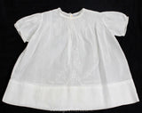 1900s 1910s Infant's Dress - Size 6 Months Baby Frock - White Organdy with Tucks & Tiny Embroidered Daisies - Antique Baby Dress - Hand Sewn