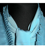 Size 6 Blue Suit - Bluebird Faux Suede 3-Pc Suit with Ruffle Trim - 598 Dollar Original Tag - Three Piece Suit - 70s - Samuel Robert - 31420
