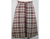 XS Cocoa & Blue Plaid Wool Tweed Skirt - Size 0 to 1 Girl Friday Style Tartan - Waist 23 - 60s Deadstock - Mint Condition - NWT - 33435-1