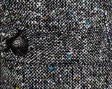 XL 1960s Office Dress - Size 16 Tailored Black & White Tweed with Rainbow Flecks - Sleeveless 50s 60s Secretary Chic with Pockets - Bust 43