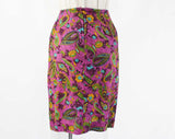 Size 000 Skirt - XXS 1960s Purple Paisley Summer Skirt - Linen Look Rayon - Preppy 60s Turquoise Blue - Olive Green - Mustard - Waist 21