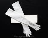 Long Silver Gloves - Glamour Girl 1950s 60s Metallic Lurex Knit Gloves - Past The Elbow Upper Arm Opera Length - Original Reptile Print Box