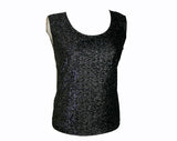 Size 8 Glittery Tank Top - Silver & Black 1960s Metallic Sleeveless Top - 60s Glamour - Medium - Mint Condition - Bust 36.5 - 30936-1