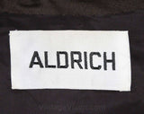 Size 8 Designer Cocktail Dress - 1970s Mod Chocolate Brown Satin with Couture Finishing - Zip Front - Larry Aldrich - Waist 27