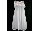 Size 8 Lilac Nightgown - 60s Lavender Purple Baby Doll Nightie - Ruffle Bust - Satin Ribbon - Bust 34.5 - Blanche Lingerie Deadstock 41193