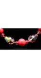 Pretty in Pink 1950s Cut Glass & Beads Necklace - Spring - Pink - 50s - Day To Evening - Aurora Borealis - Rhinestones - Glamour - 38417-1