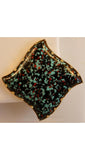Chic 1950s Earrings - Moroccan Style Turquoise Fleck Art Glass Jewelry - Blue & Red 50s Square Tile Stars - Clip On - 35655