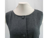 Size 10 Gray Dress - 1960s Tailored Gabardine Sheath - Sleeveless Classic Casual 60s Dress - Rayon - Mint Condition - Bust 37.5 - 39758-1