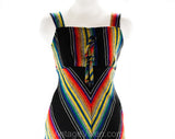 Size 4 Sun Dress - 1970s Chevron Rainbow Stripe - 70s Summer Festival Casual Chic - Saltillo Southwest Blanket Style - Bust 33.5 - 50716