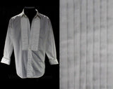 XL Men's 1960s Tuxedo Shirt - Sophisticated 50s 60s Mens White Tux Formal Wear - Manhattan Label - Wearable with Studs - Chest 50 - 47243