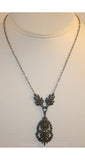 Splendid 1910s Sterling and Marcasite Necklace & Earrings - Titanic Era - Demi-Parure - Silver - Pendant - Antique - Victorian Style - 34040