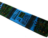 1960s Square End Tie - Antique Golf Theme Mens 60s Novelty Print Necktie by Rooster Ties - Blue & Green - Golfing Scenes Clubs Balls Tees