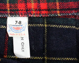 Size 2 Plaid Wool Kilt Skirt with Brass Pin - XS Fall Winter Red & Green Tartan - 50s Look Preppie Pleated Wrap Skirt and Fringe - Waist 24