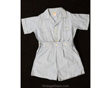 Boys Size 4 30s Play Outfit - 1930s 40s Boy's Blue Cotton Play Set - Two Piece Shirt and Shorts - Childrens 3T 4T - Authentic 1940s Romper