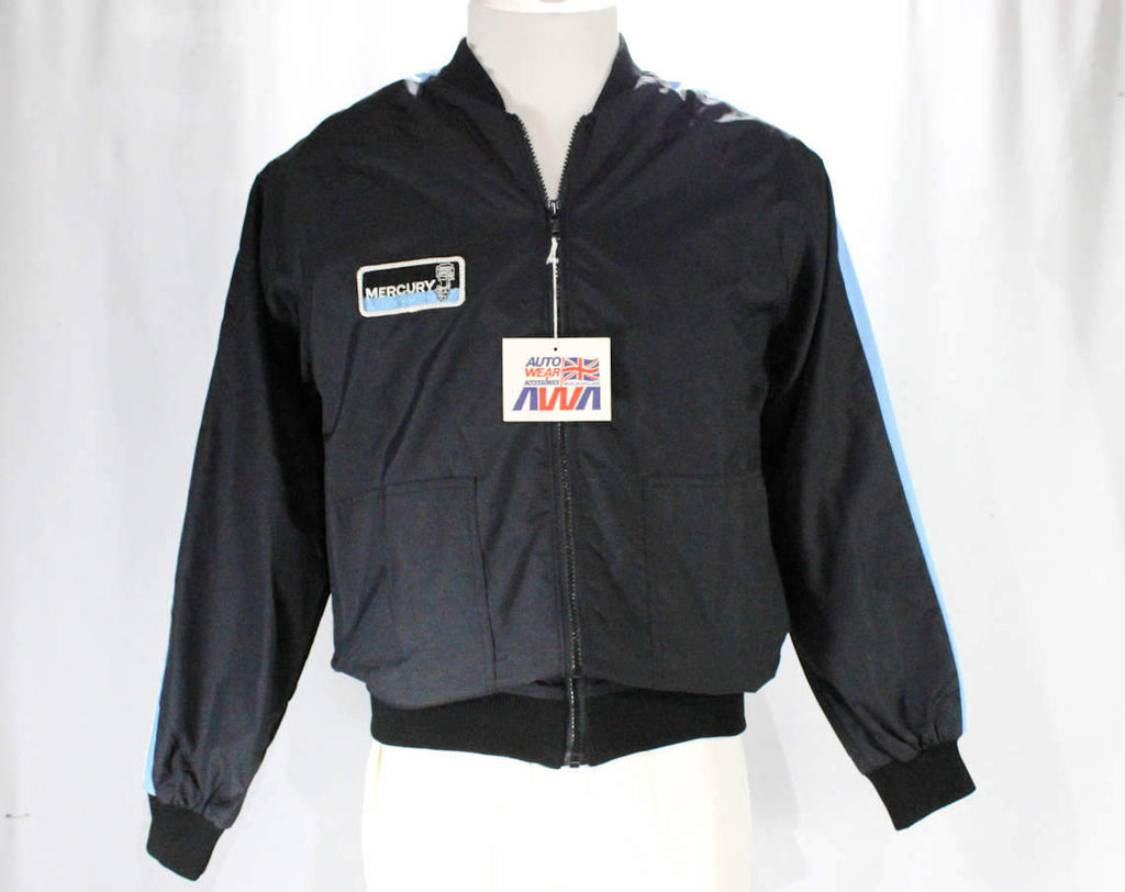 Men's Medium Racing Jacket - Black Sporting Nylon Windbreaker with