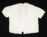 FINAL SALE Girls 1950s White Shirt - Size 3T - Blue & Red Plaid Trim - Short Sleeved 50s Girl's Top - Summer - Childrens - Rick Rack Ruffles