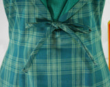 Size 4 Teal Plaid 60s Dress - Small 1960s Fitted Preppie Classic - Short Sleeve Blue Spring Sheath - Pacemaker Juniors - Deadstock - 44998