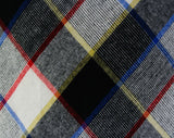 Size 8 Plaid Skirt - 1980s Retro Preppy Style - 50s Look - Black Red Blue White Bias Cut Faux Wool 80s Skirt & Original Belt - Waist to 28