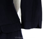Size 2 Navy 1950s Suit - XS Small 50s Dark Blue Tailored Jacket & Fitted Skirt - Spiral Gold Buttons and Scallops - RothLeCover - Waist 24