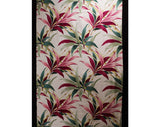 Set of 4 Tropical Drapery Panels Plus Over 6 Yards Fabric - 40s Bamboo Barkcloth Drapes 2.83 Yards x 32.5" - 1940s Pink Green Yellow Yardage