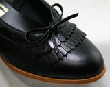 Size 7 M Leather Loafers by Dexter - High Quality - 1980s - Fine Black Leather Shoes - Preppie - Stacked Wood Heels - Deadstock -43236-1