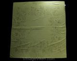 1950s Autumn Tablecloth - 49.5 x 53.5 Inches - 50s Novelty Print Acorns Nuts Oak Leaves - Tan Brown Metallic Gold - California Hand Print