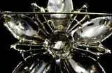 Bold Silver Flower Brooch - 1960s Five Petal Floral Pin - Aurora Borealis Rhinestones - Silvertone Metal - 60s Mid Century Classic - 50618