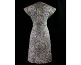 Size 6 Paisley Print 1940s Dress - Summer Matte Rayon - Cap Sleeve Pretty 40s Frock - Hourglass Bodice & A Line Skirt - Waist 25.5