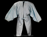1950s Hospital Gown - New Mom Maternity Shirt - Pale Blue Cotton Top with Embroidery & Smocking - 50s Mid Century Medical Smock - Bust 30