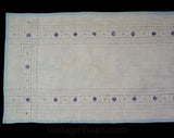 1950s Place Mats Set of 8 And Matching Table Runner - Sweet Blue Daisies - Homespun White Cotton - Pastel Arts & Crafts Daisy Embroidery
