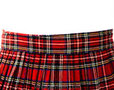 1950s School Girl Skirt - Red & Black Tartan Plaid Pleated Kilt Style - Children's Size 12 14 Pre Teen - Fall Autumn Preppie - Waist 25.5