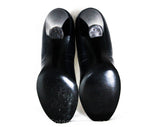 Size 6 1940s Navy Shoes - Dark Blue Leather Pumps with Classic Design - WWII Era 40s Deadstock High Heels - Size 6A and 6AA Narrow MISMATCH