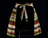 Size Large 1950s Apron - Western Style Branding Marks Novelty Print - Southwestern 50s Rockabilly Cow Girl Mini Pleated - Waist to 32